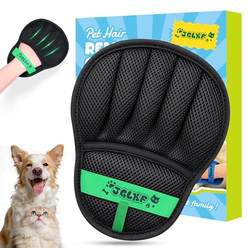 Upgraded Pet Hair Removal Glove for Dogs & Cats, Electrostatic Five-Finger Hair Remover for Furniture, Couch, Carpet, Clothing& Car Seat, 1Pcs Reusable Magic Brush Pet Hair Remover Tool (Black) - color: Black