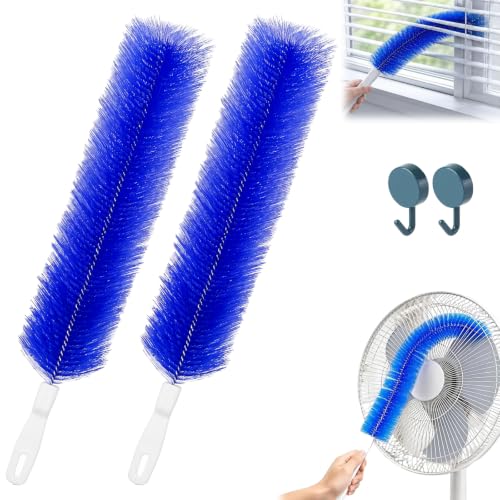Bendable Microfiber Head, 2026 New Reusable Dust Remover Fan Blades Cleaner Brush, Multi Purpose Washable Brush for Electric Fans Air Conditioning, Home Car Vents, Curtain (2Pcs Blue) - color: 2pcs Blue
