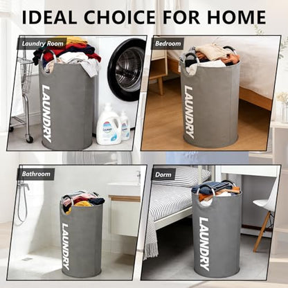 A large 90 liter laundry basket that can be folded for easy carrying. Suitable for bathrooms, laundry rooms, and travel (grey) - color: grey