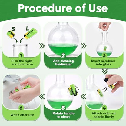 Magnetic Glass Cleaner Kit - Deep Cleans Hard-to-Reach Glassware & Narrow Pipes Two Reusable Silicone Scrubbers with Handle Perfect for Intricate Shapes, Black - color: Black