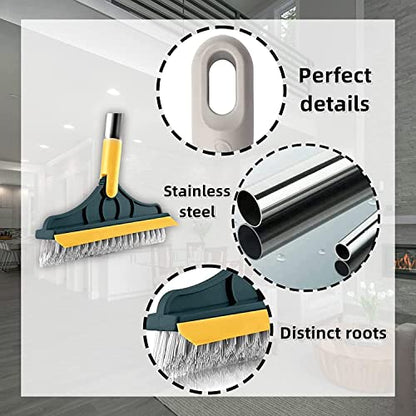 Bathroom Cleaning Brush with Wiper 2 in 1 Tiles Cleaning Brush Floor Scrub Bathroom Brush with Long Handle 120° Rotate Bathroom Floor Cleaning Brush Home Kitchen Bathroom Cleaning Accessories