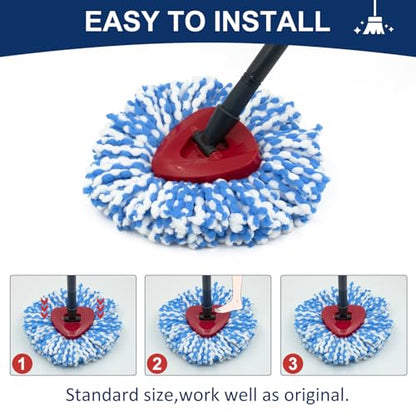 Spin Mop Head Replacements Compatible with Ocedar RinseClean 2 Tank System,Mop Head Refill Replacement for O-cedar 2 Tank System - Easy to Replace,100% Microfiber, All Hard-surfaced Floor Clean 3 Pack - color: 3 Pack Blue White-2 Tank