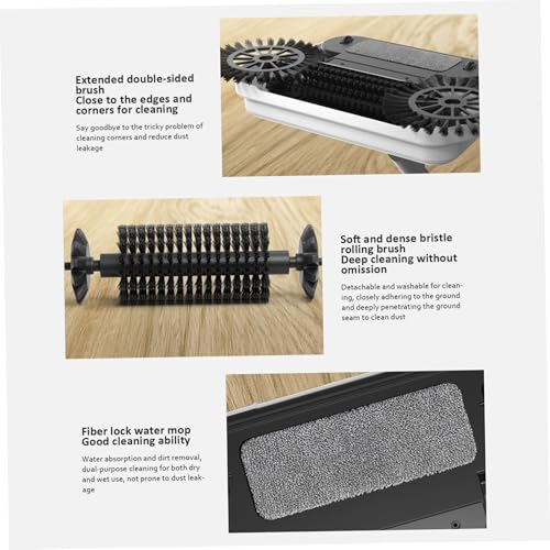 Floor Sweeper, 2-in-1 360° Rotating Hand Push Sweeper, High Efficient Carpet with Long Handle, Hanging Manual Vacuum for Home Office Carpet Push