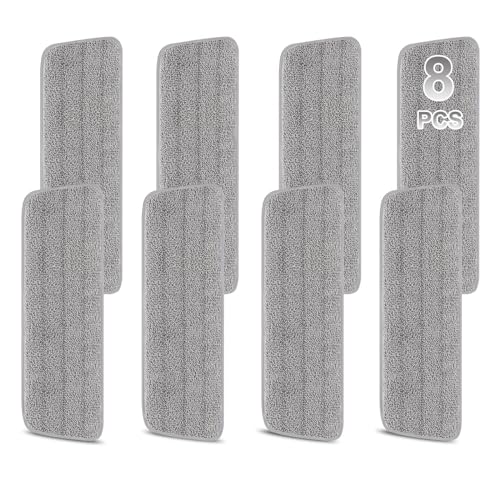 8 Pack 16.5 inch Reusable Mop Pads Microfiber Spray Mop Replacement Heads for Wet/Dry Mops Compatible with Bona Floor Care System - color: Gray Mop Pads