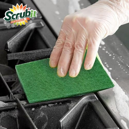 Scouring Pads - Heavy Duty Household Cleaning Scrubber with Non-Scratch Anti-Grease Technology - Reusable Scrubbing Pads – Green, 6 Pack