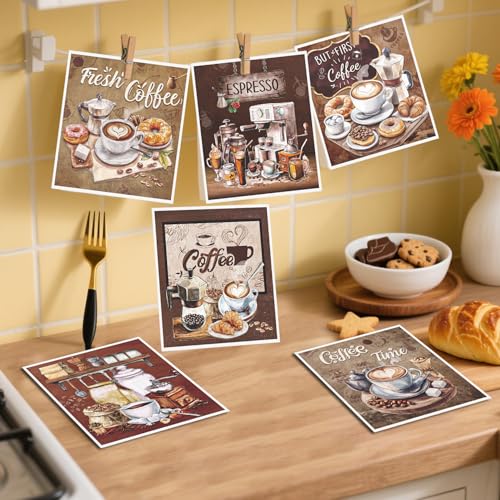 Reusable Swedish Dishcloths for Kitchen, 6PCS Coffee Theme Cellulose Sponge Paper Towels Washable, Absorbent Fast Drying Swedish Dish Cloth for Home Cleaning - style: Coffee