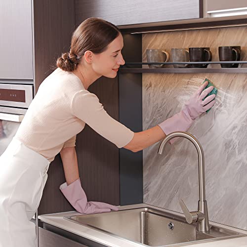 COOLJOB Medium Household Rubber Gloves with Cotton Liner & Non-slip Grip, Waterproof Long Lasting Dishwashing Gloves for Kitchen & Bathroom Cleaning, Purple, 1 Pair - color: Light Purple With Lavender Scent, size: Medium (Pack of 1)