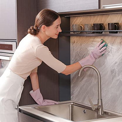COOLJOB Large Household Rubber Gloves with Cotton Liner & Non-slip Grip, Waterproof Long Lasting Dishwashing Gloves for Kitchen & Bathroom Cleaning, Purple, 1 Pair - color: Light Purple With Lavender Scent, size: Large (Pack of 1)