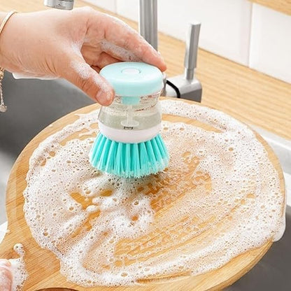 1Pc Soap Dispensing Dish Brush, Built-in Soap Dispenser Kitchen Scrub Brush for Pot Pan Sink Cleaning, Multifunctional Washing Tool (Green)