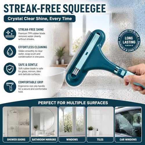 Window Screen Cleaning Brush, Upgraded 2 in 1 Mesh Screen Cleaner with Squeegee, Multi-Purpose Cleaning Brush for Home Window Glass Porch Screens