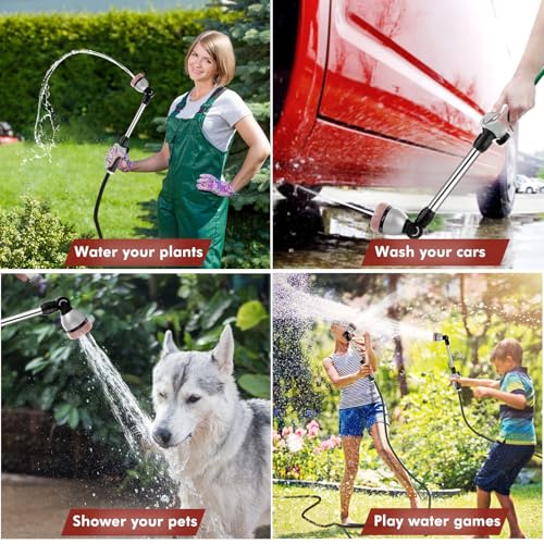 RESTMO Metal Watering Wand, Heavy Duty Garden Hose Wand with 180° Swivel Head, 16'' Hose Nozzle Sprayer with 7 Spray Patterns and Flow Control, for Water Hanging Baskets and Shrubs, Rose Gold - color: Rose Gold