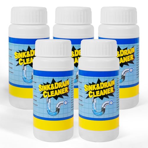 Sink and Drain Cleaner Powder Kit: Fast-Acting Clogged Pipe Opener for Kitchen Bathroom Pipes and Floor Drains - Drain Clog Remover for Routine Home Plumbing Maintenance (5 pack) - size: 5 pack