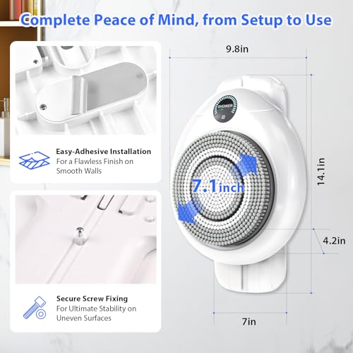 Hiqufet Electric Back Scrubber for Shower, Adjustable Height Shower Back Scrubber Wall Mounted, 3-Speed & 3 Replaceable Brush Heads, IPX7, Hands-Free Back Cleansing and Exfoliating Brush - size: CKT1