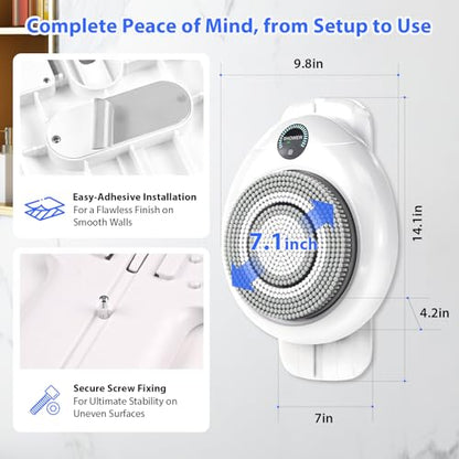 Hiqufet Electric Back Scrubber for Shower, Adjustable Height Shower Back Scrubber Wall Mounted, 3-Speed & 3 Replaceable Brush Heads, IPX7, Hands-Free Back Cleansing and Exfoliating Brush - size: CKT1