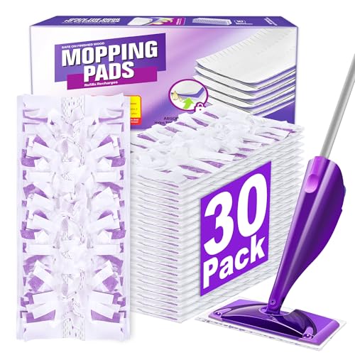Disposable Mop Pads Refills for Swiffer WetJet Spray Mop - Wet Jet Refill Pads for All Purpose Multi Surface Hardwood Floor Cleaning - Thickened and Super Absorbent - 30 Count - color: Purple-1