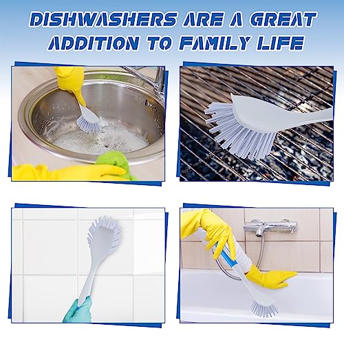 Hsei 30 Pcs Blue Kitchen Scrub Dish Brush Bulk with 11 Inch Handle Cleaning Dish Scrubber with Stiff Bristles Washing Scrub Brushes for Housekeeping for Pots and Pans, Kitchen Sink - color: Blue