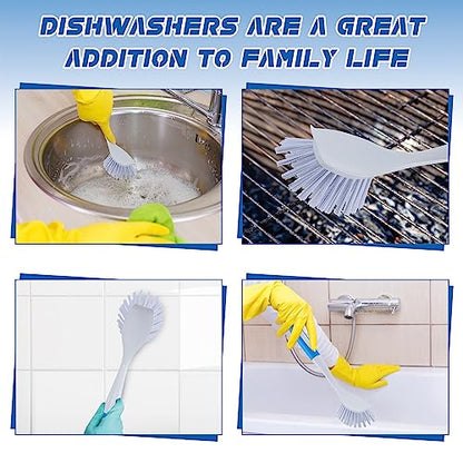 Hsei 30 Pcs Blue Kitchen Scrub Dish Brush Bulk with 11 Inch Handle Cleaning Dish Scrubber with Stiff Bristles Washing Scrub Brushes for Housekeeping for Pots and Pans, Kitchen Sink - color: Blue