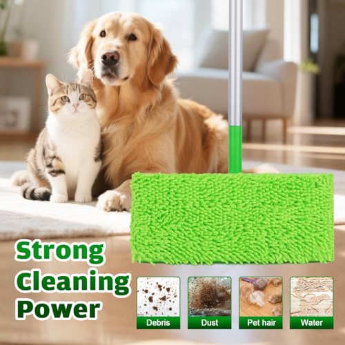 UNIMADE Reusable Microfiber Mop Pads Compatible with Swiffer Sweeper - 6 Replacement Pads + 1 Base Pad - Dry & Wet Sweeping Cloths, Washable Mopping Refills Use for Most Floor Types