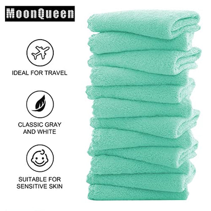 MOONQUEEN Microfiber Facial Cloths Fast Drying Washcloth 12 Pack - Premium Soft Makeup Remover Cloths - Aqua Green - color: Aqua Green, size: 12x12 Inch (Pack of 12)