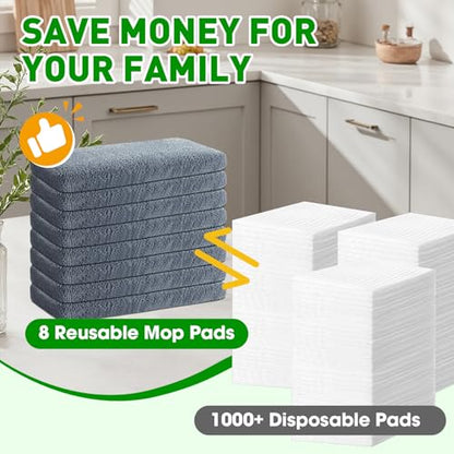 Reusable Mop Pads Compatible with Swiffer Sweeper Mops,Dry Flat mop Cover & Wet Pads Refills,Washable Microfiber Mop Pads for Floor Cleaning(8 Gray) - color: Gray