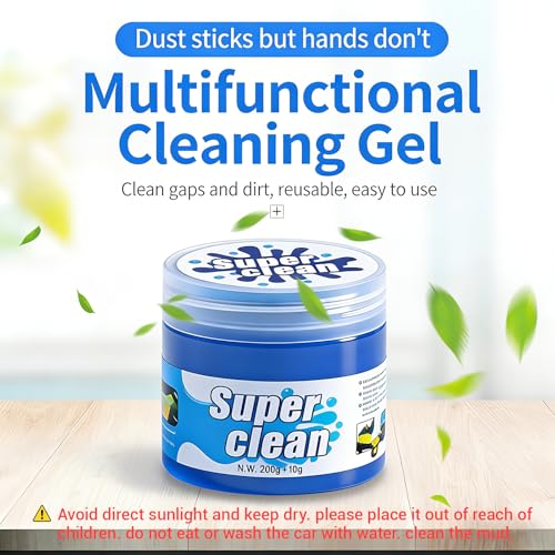 3 Jars Car Cleaning Gel, Auto Interior Cleaning Putty with Puller, Dust Remover for Car Vents, Keyboard & Detailing