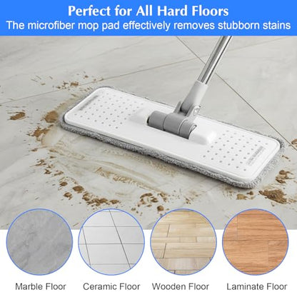 20 Pack 13 * 4.9" Generic Mop Pads Mop Head Refill Washable Wet/Dry Mops Flat Compatible with Most 11-13" Hook and Loop Flat Mops Mop Replacement Pads - color: Grey