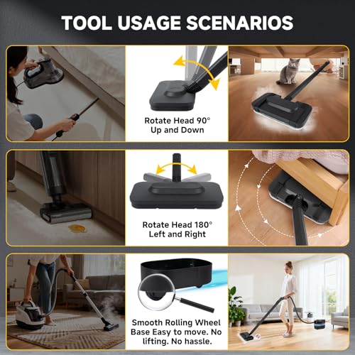 Steam Cleaner, 3-Level Adjustable Handle, 15s Heat-Up, 1500W Steamer for Cleaning, Rolling System, Portable Steamer for Cleaning with Mop & 17-Piece Kit for Home, Car, Grout, Tile, Couch, Kitchen