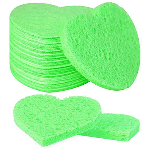 50-Count Facial Sponges Compressed, 100% Natural Cellulose Face Sponge Professional Cosmetic Spa Sponges for Face Cleansing, Exfoliating Mask, Makeup Removal for Travel and Home, Green - color: 50- Pack Green