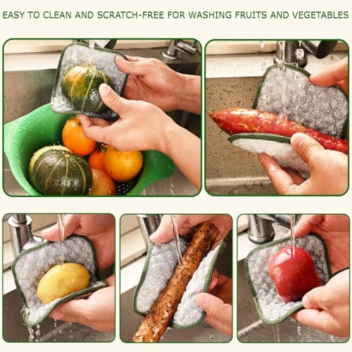 2026 New Multipurpose Wire Dishwashing Rags, Double Layer Metal Scrubbing Pads, Non-Scratch Reusable Cleaning Cloths for Kitchen, Pots, Pans, Sinks, Wet and Dry Use (5Pcs) - color: 5pcs