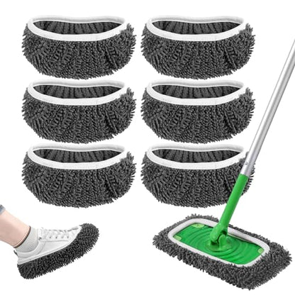 Reusable Wet Pads Refill for Swiffer Sweeper Mop - Dry Sweeping Cloths & Wet Mopping Cloths for Household Cleaning - Washable Microfiber Mop Pads, 6 Pack (Mop is not Included) - color: 6 Pack (Grey)