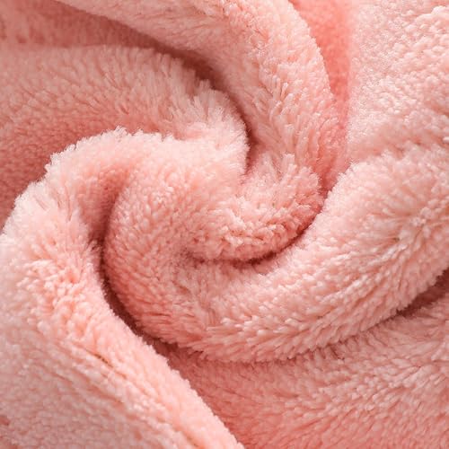 8 Pack Double-Layer Microfiber Cleaning Cloths - Coral Fleece Absorbent Dishcloths & Scouring Rags, Reusable & Washable Kitchen Towels, Pink & Green