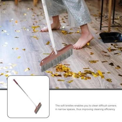 Extra Long Soft Bristle Broom - Stainless Steel Handle Floor Sweeper for Gentle Indoor Cleaning