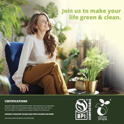 Simply Bio 13 Gallon Compostable Trash Bags Liners Drawstring, Heavy Duty Extra Thick 1 Mil, 49.21 Liter, 30 Bags, Tall Kitchen Food Scrap Waste Bag, ASTM D6400, US BPI and OK Compost Home Certified - size: 1 Count (Pack of 30), style: Drawstring (13 Gal)