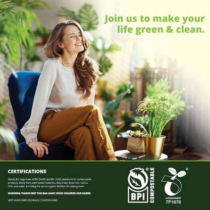 Simply Bio 13 Gallon Compostable Trash Bags Liners Drawstring, Heavy Duty Extra Thick 1 Mil, 49.21 Liter, 30 Bags, Tall Kitchen Food Scrap Waste Bag, ASTM D6400, US BPI and OK Compost Home Certified - size: 1 Count (Pack of 30), style: Drawstring (13 Gal)
