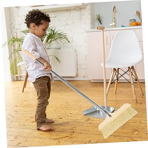 Luxshiny Metal Handle Wooden Broom Bristle Brush Soft Bristles for Household Floor Cleaning