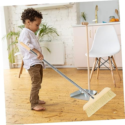 Luxshiny Metal Handle Wooden Broom Bristle Brush Soft Bristles for Household Floor Cleaning