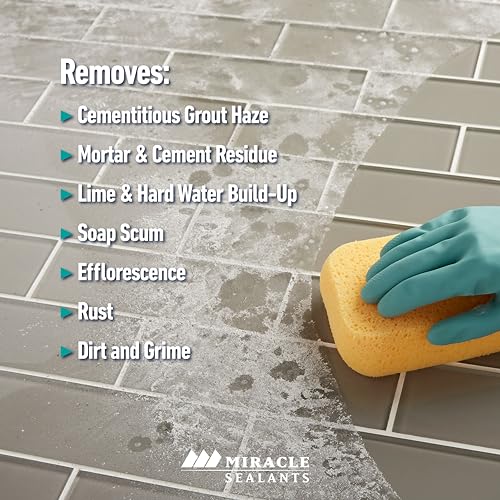 Miracle Sealants Heavy-Duty Acidic Cleaner for Tile & Stone, Grout Haze, Rust Stain & Efflorescence Remover, Quart, 6 Pack - size: Quart (Pack of 6)