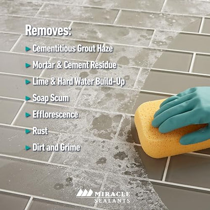 Miracle Sealants Heavy-Duty Acidic Cleaner for Tile & Stone, Grout Haze, Rust Stain & Efflorescence Remover, Gallon - size: Gallon