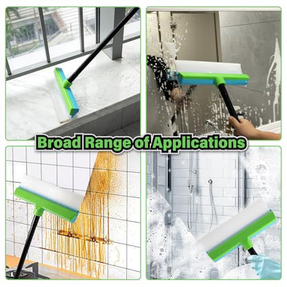 Gomake ‌11'' Window Squeegee with 20-63 Inch Telescopic Long Handle for Shower Glass Door,Car Windshield, Window, Mirror, Bathroom,Countertop,Floor Cleaning