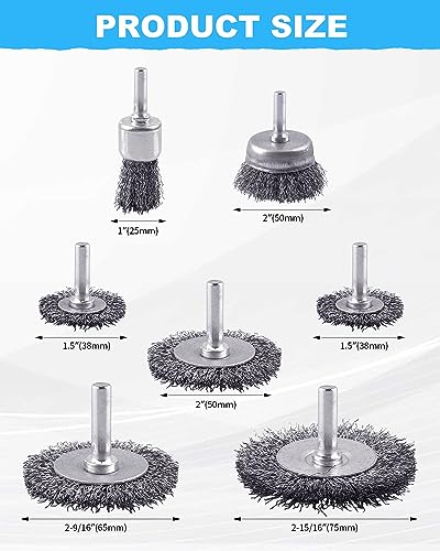 Rocaris 21-Pack Carbon Steel Wire Wheel, Cup, Pen Brush Set with 1/4-Inch Round Shank for Rust Removal, Corrosion and Scrub Surfaces