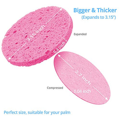 Natural Facial Cleansing Sponges- 20 Count Compressed Facial Sponges Cellulose Reusable Soft Cosmetic Esponjas para Faciales for Professional Makeup Removal, Facials Spa, Exfoliator, Skin Massage - color: Pink