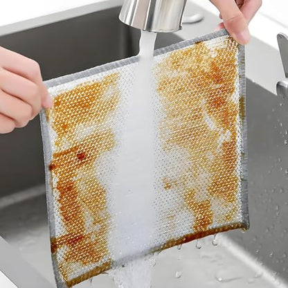 Silver Wire rag,10 Pcs New Upgrade 2-Layer Metal Dish Cloth, Non Scratch Wire Dishcloth,Multipurpose Wire Dishwashing Rags, Wet & Dry for Cookware, Sinks, Dishes, Stoves & Fireplaces, 9.84 x9.84 Inch