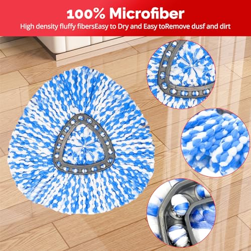 O-Cedar Spin Mop Head, Base, Handle Replacement for RinseClean 2 Tank System, 4 Microfiber Mop Refills, 1 Base and 30-58in Handle Set Combo, Blue, for Wood, Tile, Laminate, Marble - color: Blue