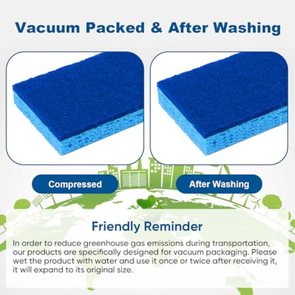 HOMEXCEL Sponges Kitchen 24pcs, Non-Scratch Scrub Dish Sponge Safe on Non-Stick Cookware, Dual Sided Cleaning Sponges for Kitchen, Household, Bathroom and More - color: Blue-rectangle