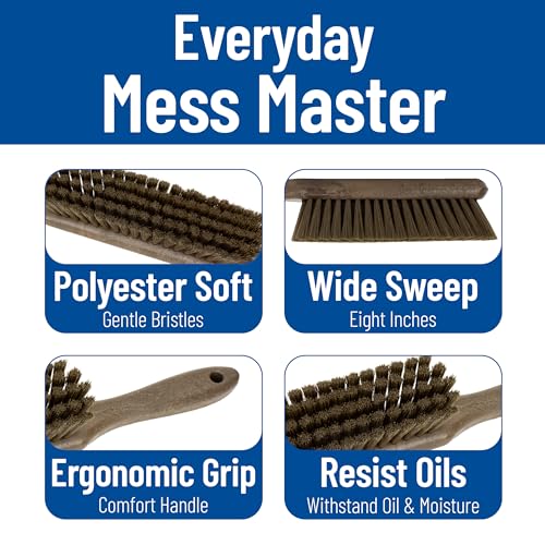 SPARTA 8 Inch Soft Counter Brush with Polyester Bristles and 5 Inch Handle, Color Coded Handheld Broom for Tables Countertops and Foodservice Surfaces, 13 Inch Overall Length, Brown - color: Brown