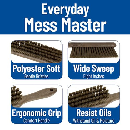 SPARTA 8 Inch Soft Counter Brush with Polyester Bristles and 5 Inch Handle, Color Coded Handheld Broom for Tables Countertops and Foodservice Surfaces, 13 Inch Overall Length, Brown - color: Brown