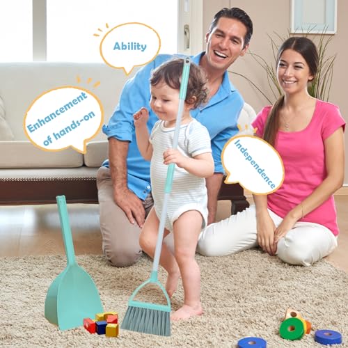Mini Broom with Dustpan-Small Housekeeping Cleaning Sweep for Kitchen Bathroom Pet Nest Boat(3set,Blue+Orange+Yellow) - color: Blue+orange+yellow