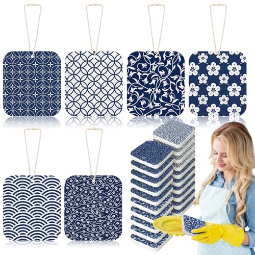 Hahafelt 36 Counts Compressed Cellulose Sponges Bulk Pop up Japanese Pattern Natural Kitchen Compostable Non Scratch Dish Sponges for Washing Dishes, Cleaning Countertop Sink - style: Japanese