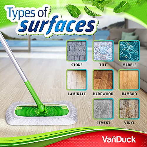 VanDuck Reusable 100% Cotton Mop Pads for Swiffer Sweeper (4-Pack) | Mop not included, reusable terry cloth mop covers, cotton replacement refills, machine washable wet mopping pads - color: Wet&dry (White), size: 4 Count (Pack of 1)