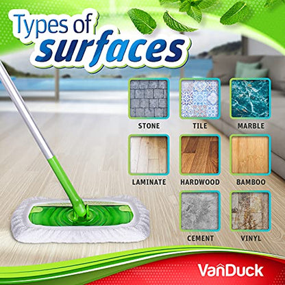 VanDuck Reusable 100% Cotton Mop Pads for Swiffer Sweeper (4-Pack) | Mop not included, reusable terry cloth mop covers, cotton replacement refills, machine washable wet mopping pads - color: Wet&dry (White), size: 4 Count (Pack of 1)